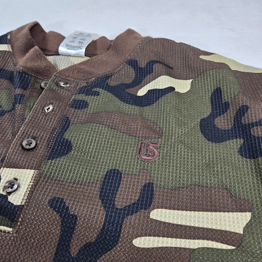 Burton DryRide Green Camo Henley Base Layer Long Sleeve Shirt Men's Size XL